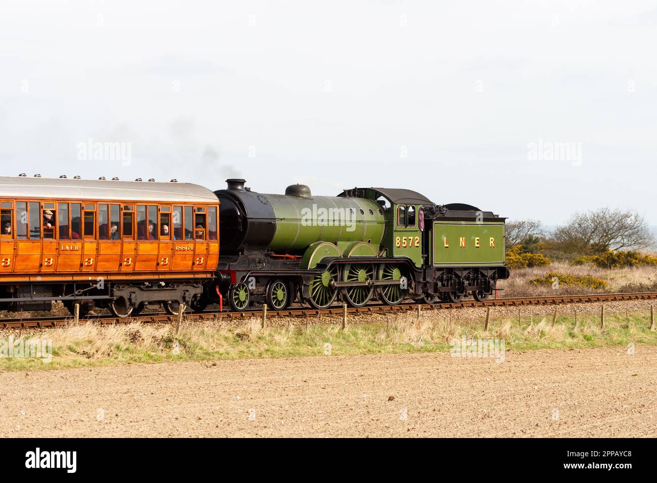 Ein Passagierdampfzug der North Norfolk Railway Stockfoto