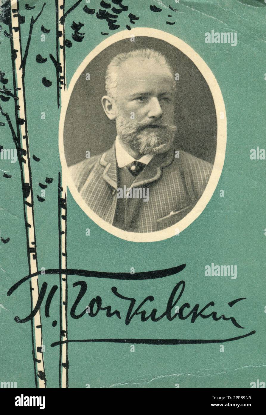 Alte Vintage-Postkarte der UdSSR, 1961. Pjotr Iljitsch Tschaikowsky (7. Mai 1840 bis 6. November 1893) war ein russischer Komponist der Romantik. Stockfoto