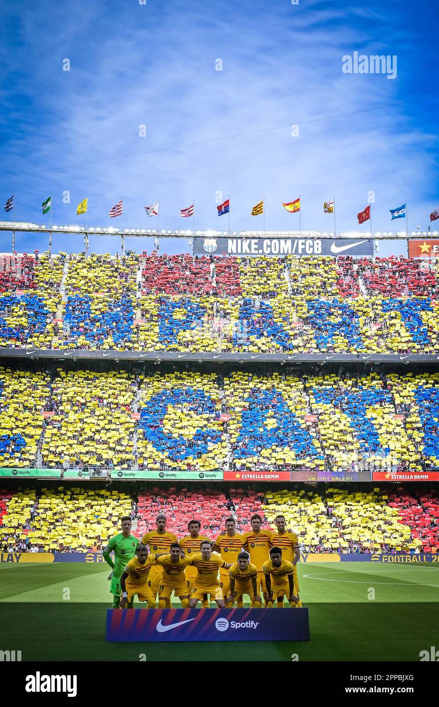 Bercelona, Spanien. 23. April 2023. Die Spieler des FC Barcelona während eines Spiels in La Liga Santander zwischen dem FC Barcelona und Atletico de Madrid am 23. April 2023 im Spotify Camp Nou in Barcelona, Spanien. (Foto/Felipe Mondino) Kredit: Live Media Publishing Group/Alamy Live News Stockfoto