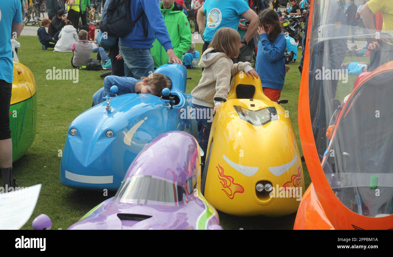Veranstaltung über mehr Fahrradsicherheit durch ADFC, deutscher Biker-Club. Stockfoto