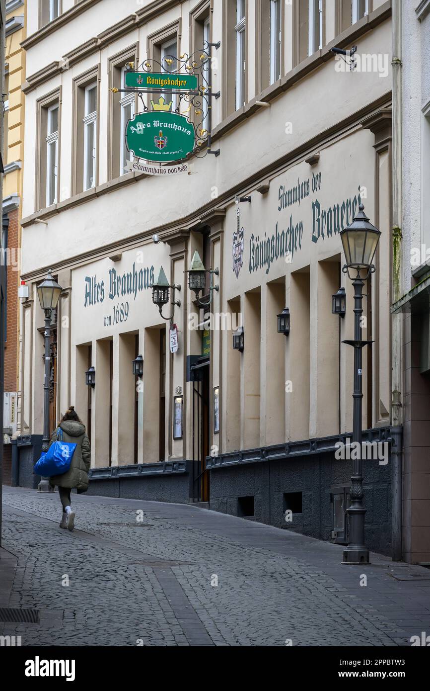 Das Alte Brauhaus in Koblenz, Deutschland. Keine Brauerei mehr, jetzt eine Taverne. Stockfoto