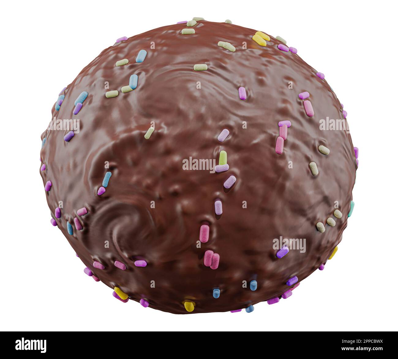 Chocolate Ball, isoliert auf weißem Hintergrund, hochwertige Details - 3D-Rendering Stockfoto