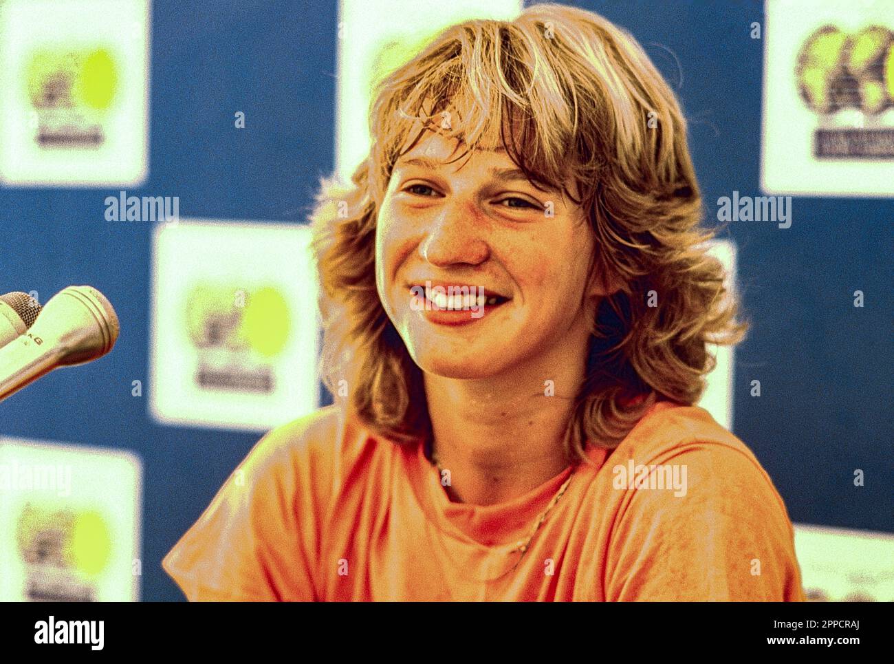Steffi Graf (GER) nimmt an der Lipton International Players Championships 1986 Teil Stockfoto