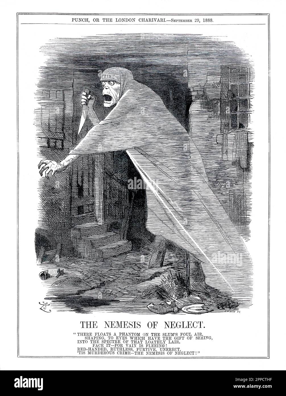 Holzgravierung von Jack the Ripper Stockfoto