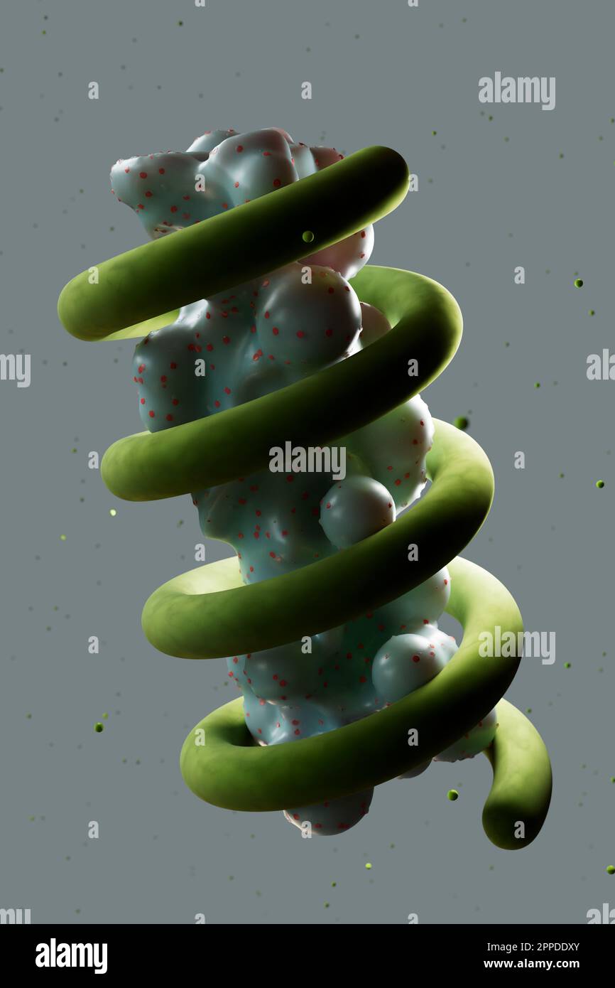 Dreidimensionales Rendering eines abstrakten Objekts innerhalb der Spirale Stockfoto