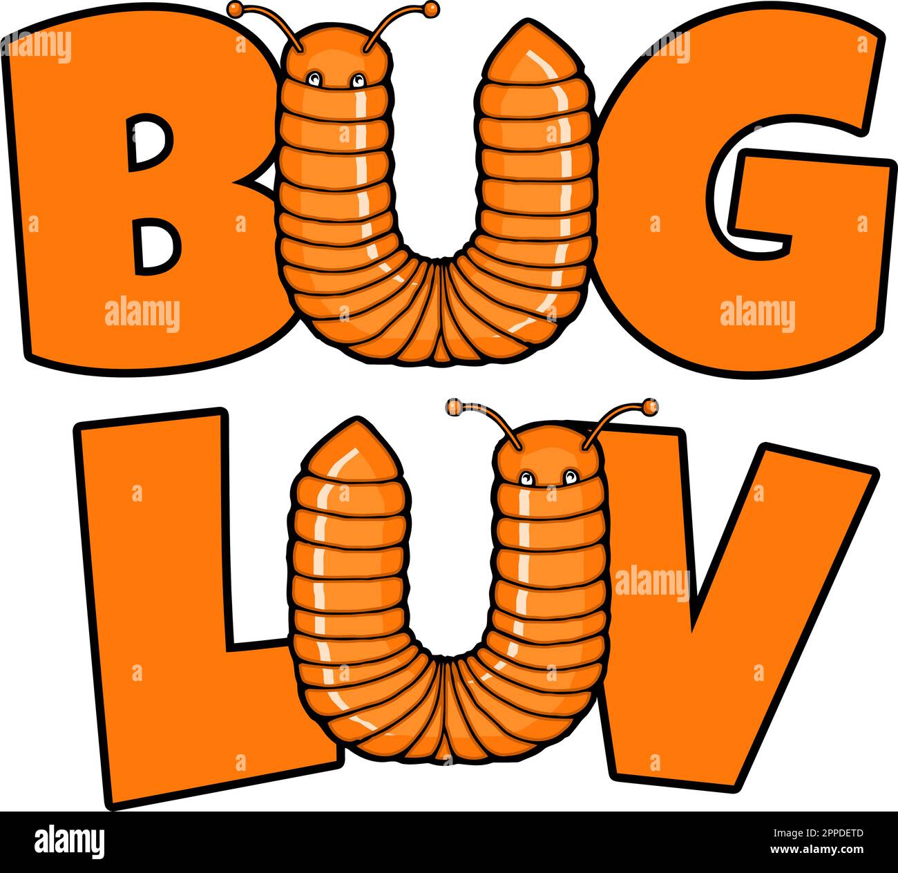 Käfer-LUV-komisches Millipede-Design Stock Vektor