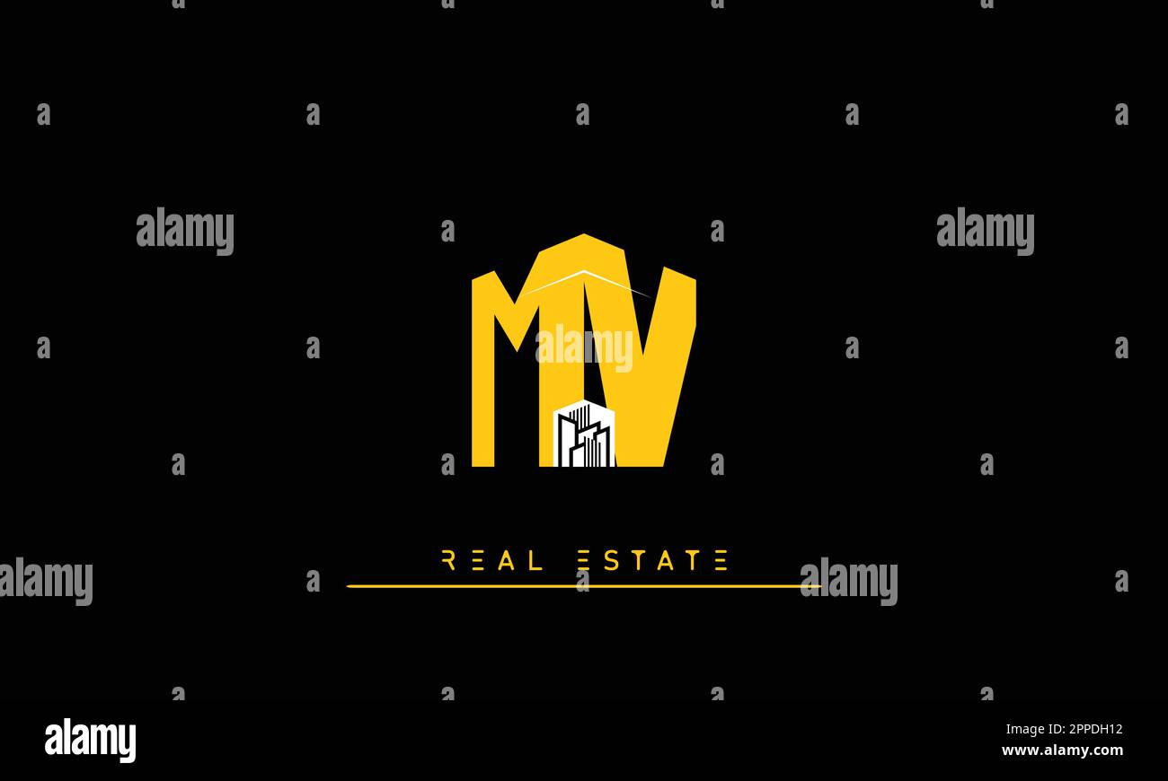 Real Estate Briefen Modern Creative Logo MV , VM Stock Vektor