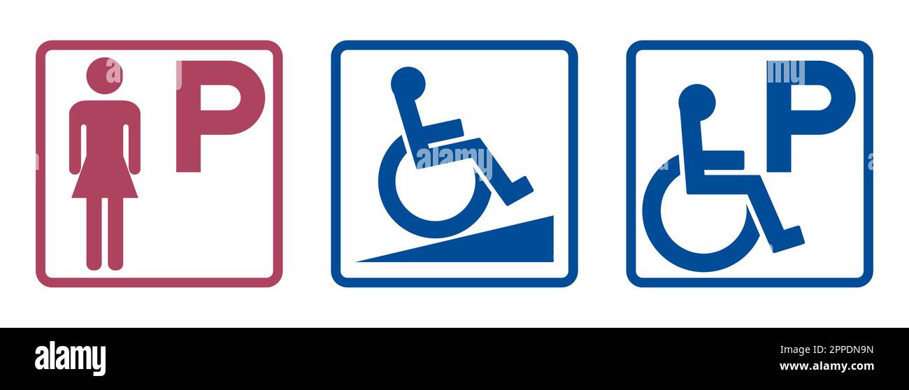 Symbol Lady Parking, Behindertenparkschild Stock Vektor