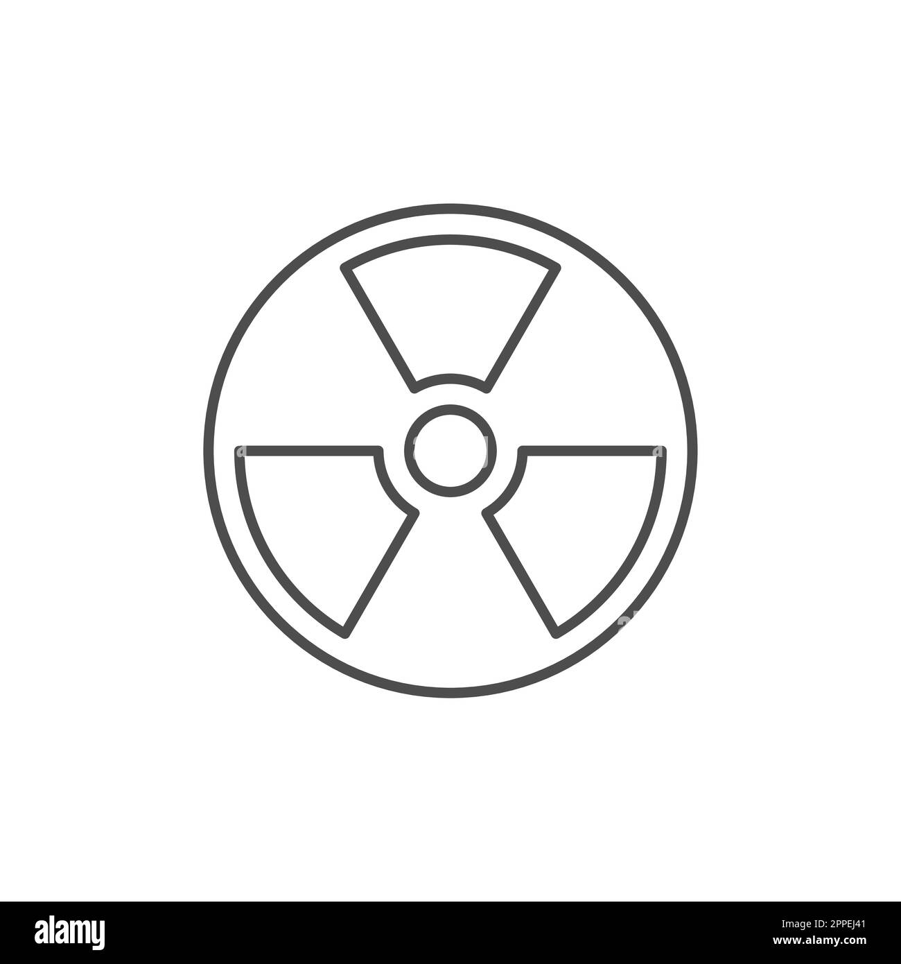 Lineares Vektorsymbol für Strahlungszeichen. Symbol für Atomenergie. Atomkraft. Radioaktive Gefahr. Darstellung der Vektorkontur isoliert auf weißem Hintergrund Stock Vektor