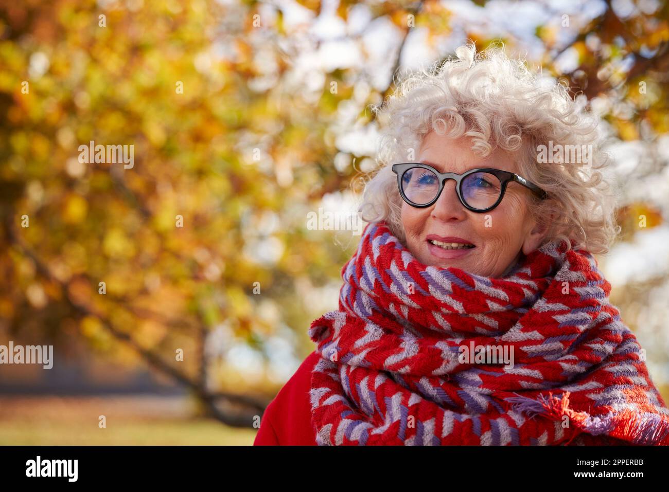 Porträt einer Seniorin, die wegschaut Stockfoto