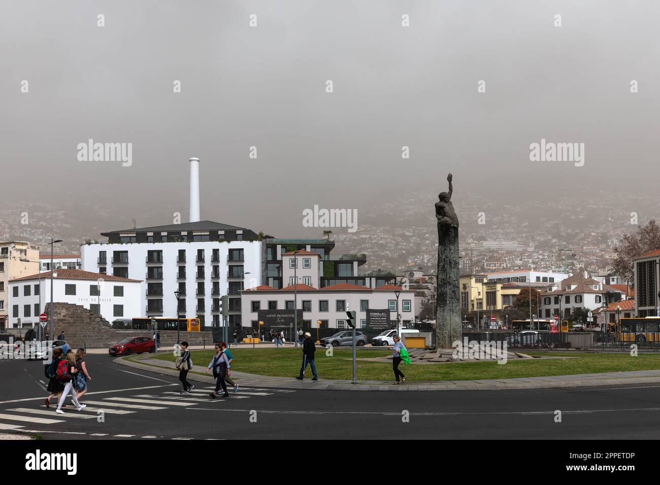Ein nebeliger Tag in Funchal, Madeira Stockfoto