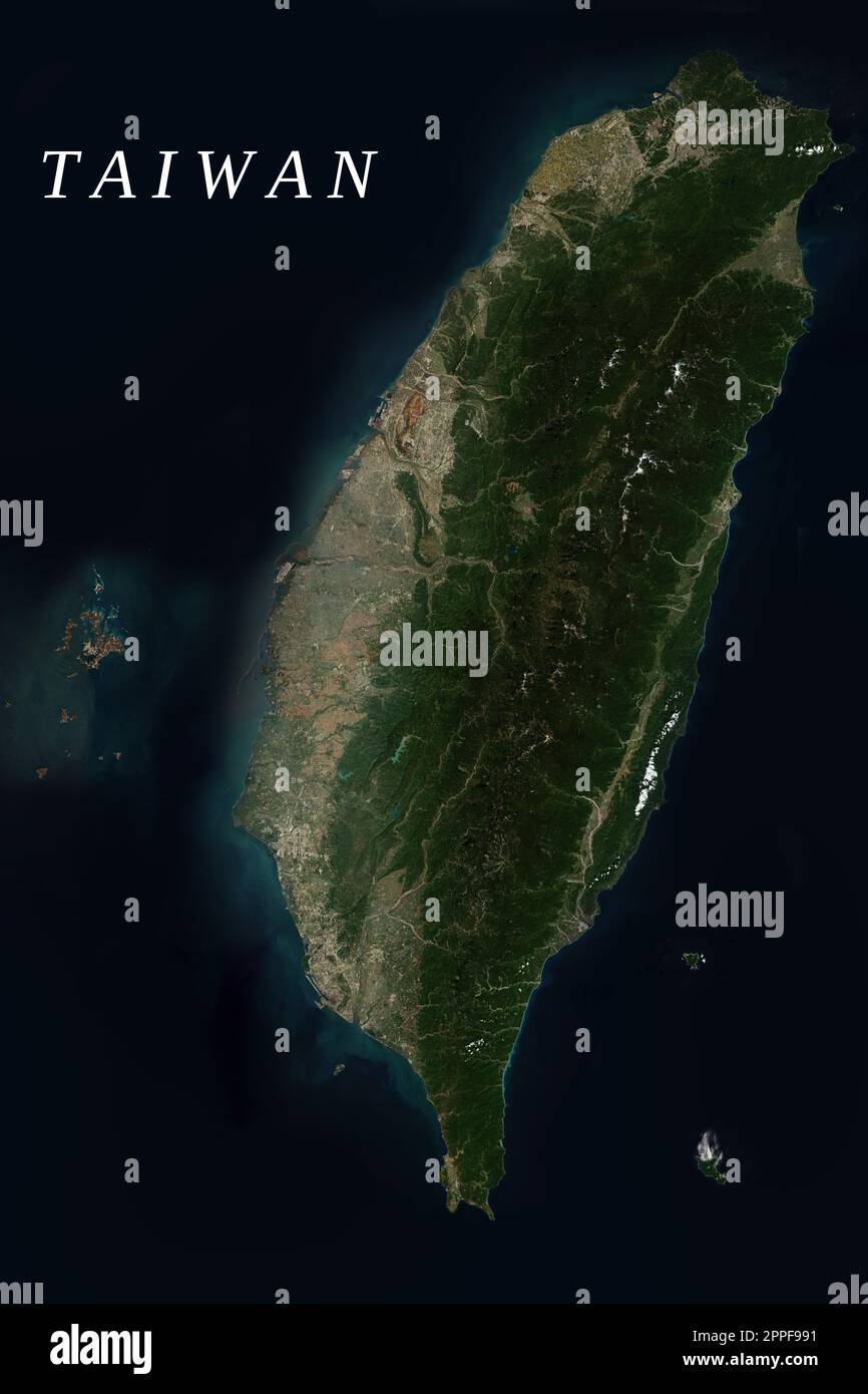 Taiwan in Ostasien aus dem Weltraum gesehen – enthält modifizierte Copernicus Sentinel-Daten (2022) Stockfoto