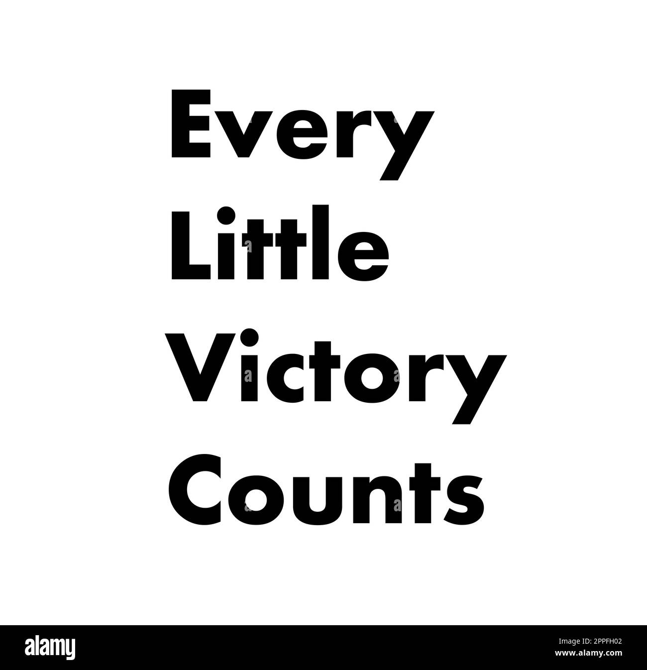 Jeder kleine Sieg zählt. Motivierende Zitate Stockfoto