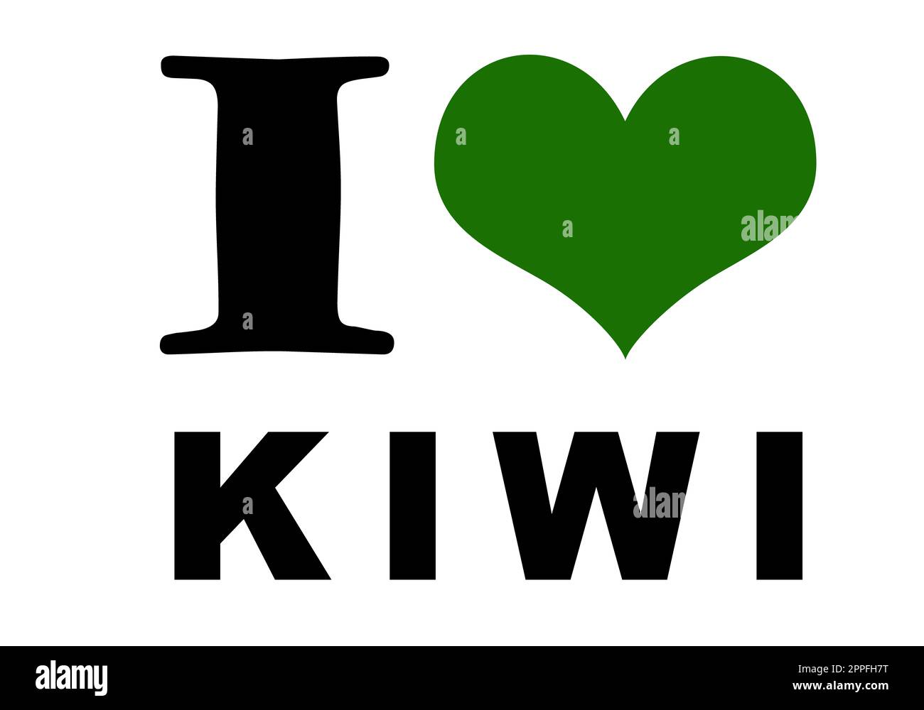 Ich liebe Kiwi-Text auf Weiß Stockfoto