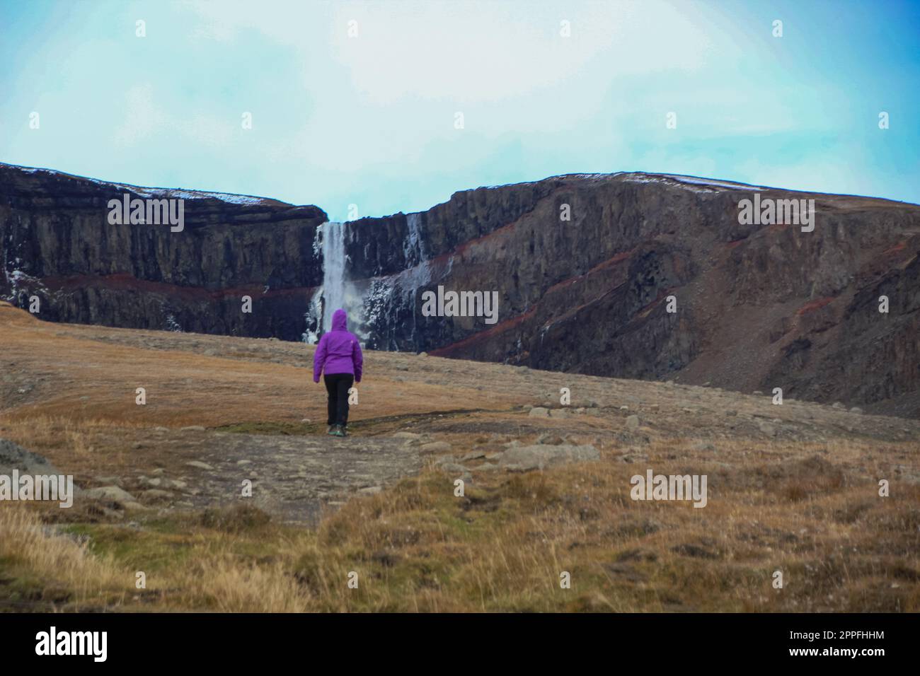 Hengifoss Wasserfall, Island Stockfoto