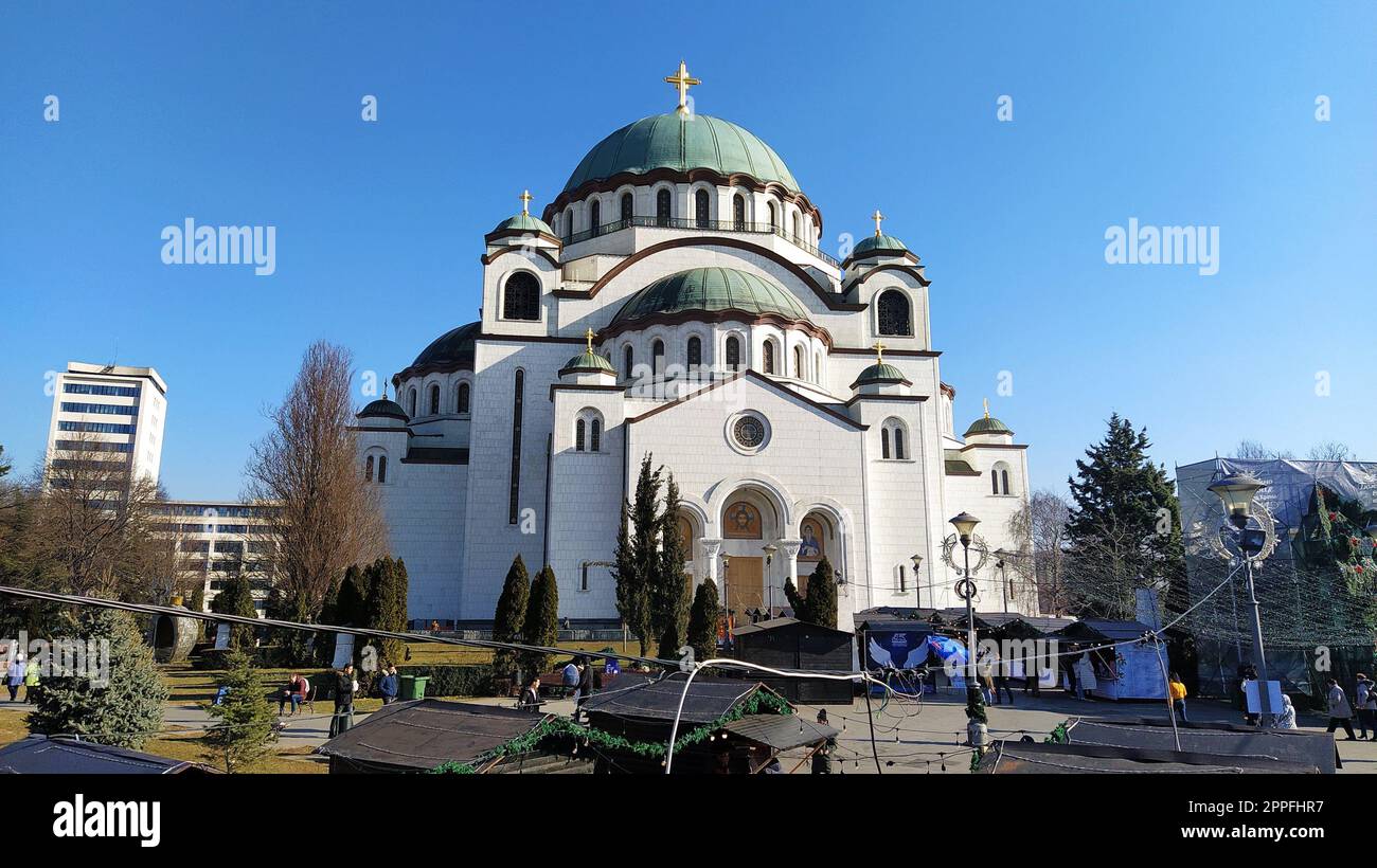 Belgrad, Serbien - 14. März 2020. Die Kathedrale der Heiligen Sava in Belgrad, Serbien. Stockfoto
