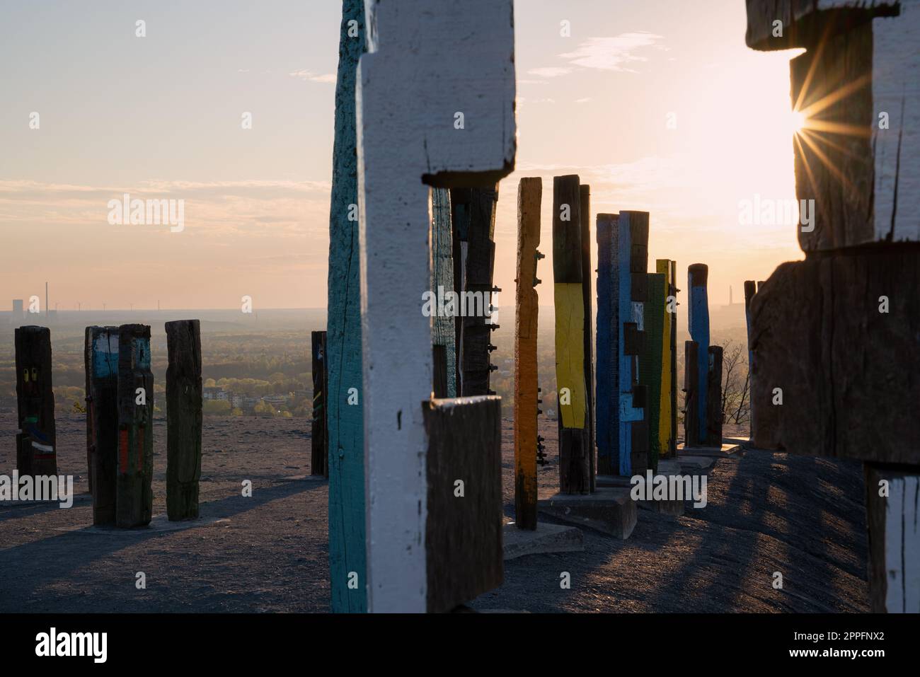 Landmark Totems, Haniel Tip, Bottrop, Deutschland Stockfoto
