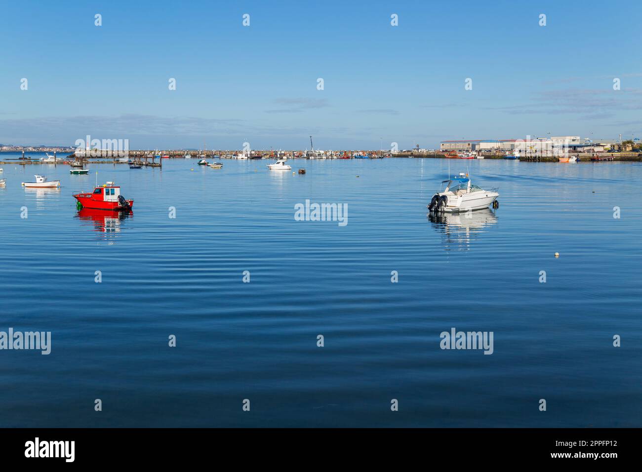 Fischereihafen von Baiona Stockfoto