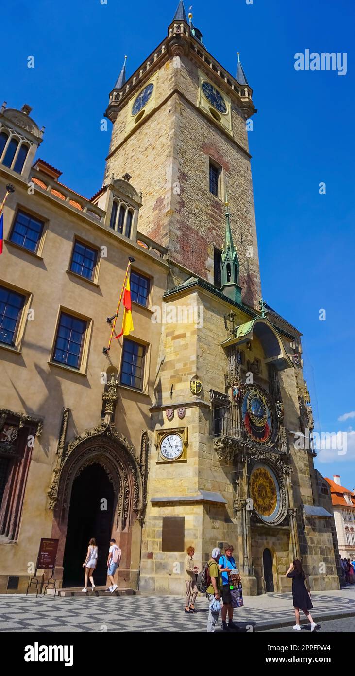 Berühmte mittelalterliche astronomische Uhr in der tschechischen Hauptstadt Prag Stockfoto