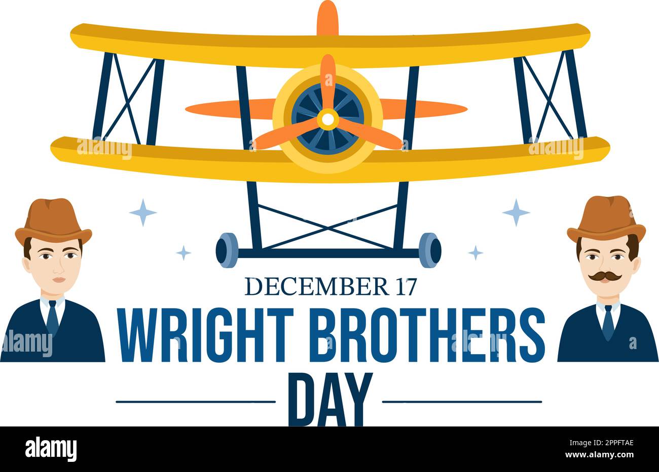 Wright Brothers Day am 17.. Dezember Vorlage Handgezeichneter Cartoon Illustration des ersten erfolgreichen Fluges in einem mechanisch angetriebenen Flugzeug Stock Vektor