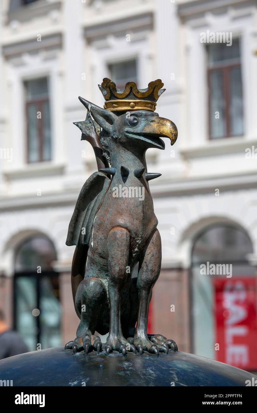 Skulptur eines Greifers auf dem Gustav Adolfs Square, Malmö, Schweden Stockfoto