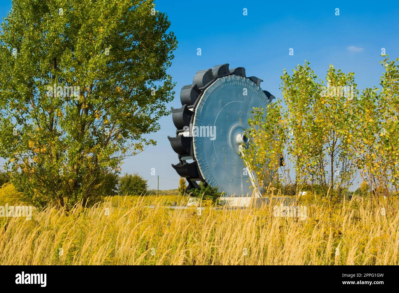 Braunkohlebau und das Schaufelrad eines Schaufelradbaggers Stockfoto