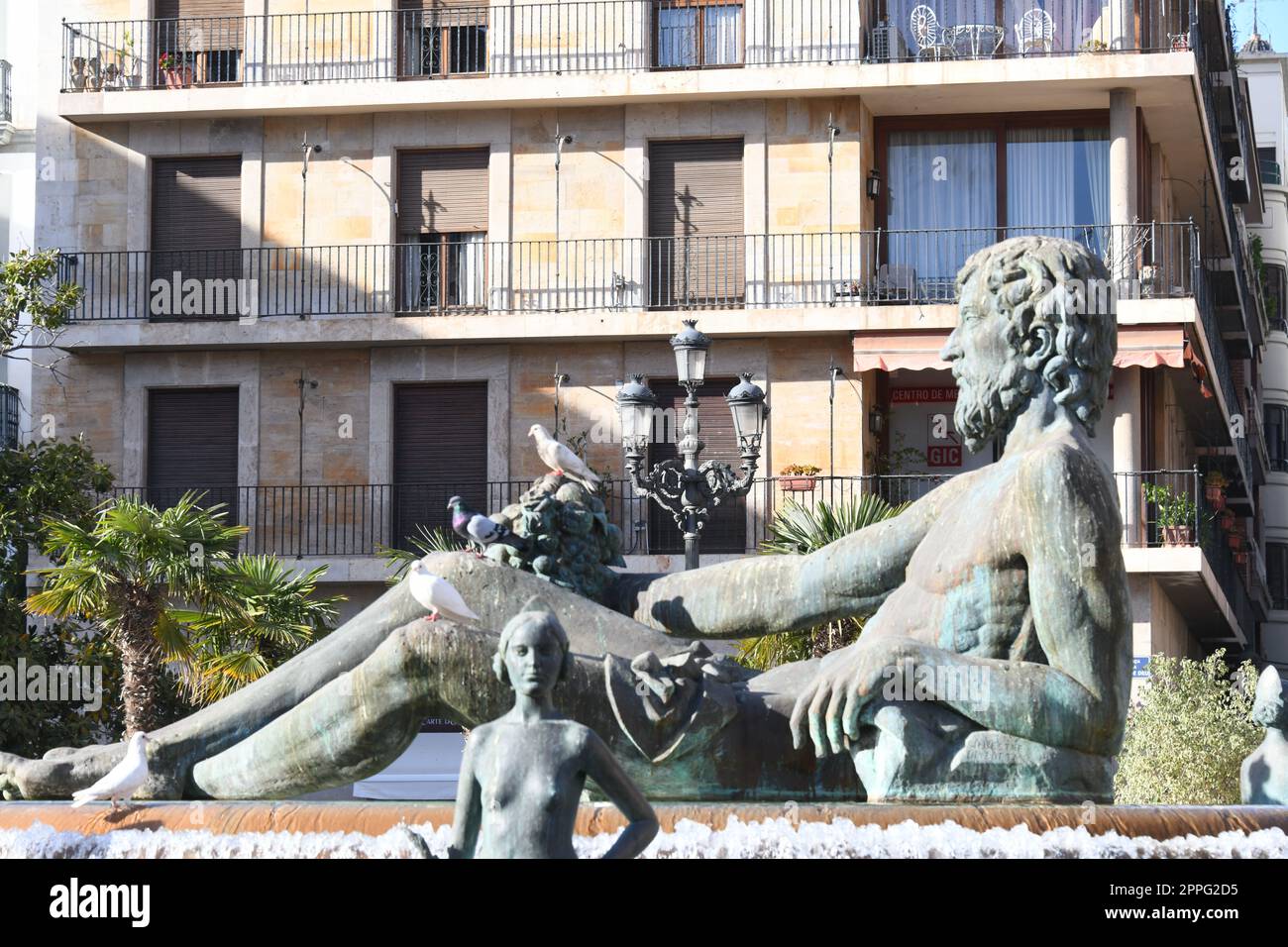 Stadtblick, Hausfassaden von Valencia, Provinz Valencia, Spanien, März 2023 Stockfoto
