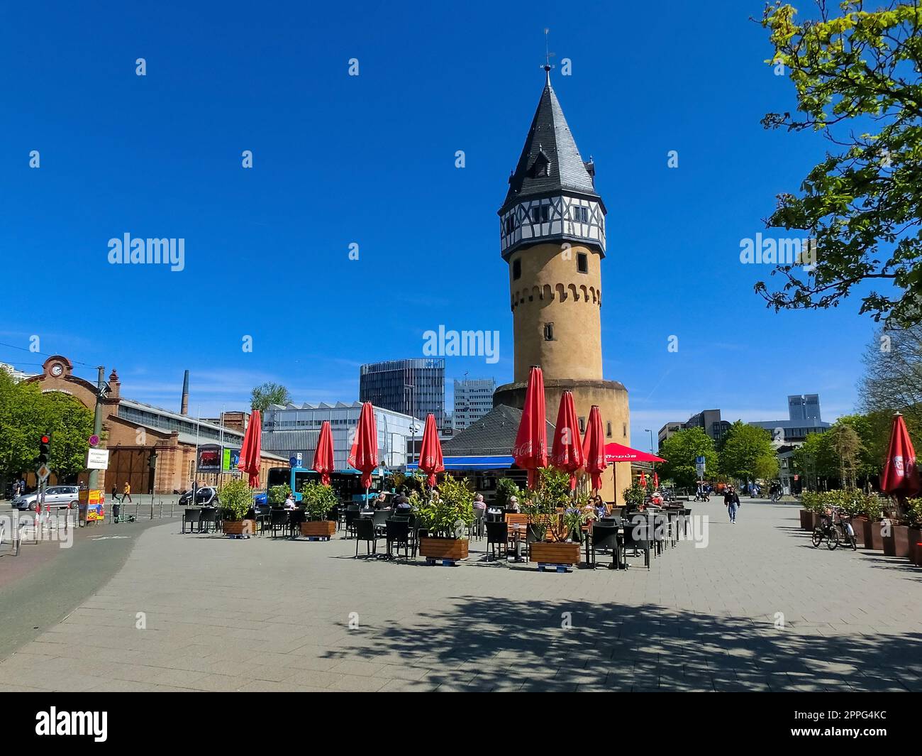 Ehemaliger Wachturm Bockenheimer Warte in Frankfurt am Main Stockfoto