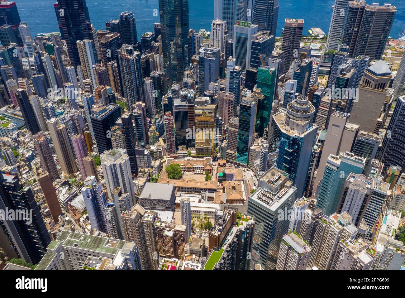 Central, Hong Kong 15 July 2020: Draufsicht auf Hong Kong City Stockfoto