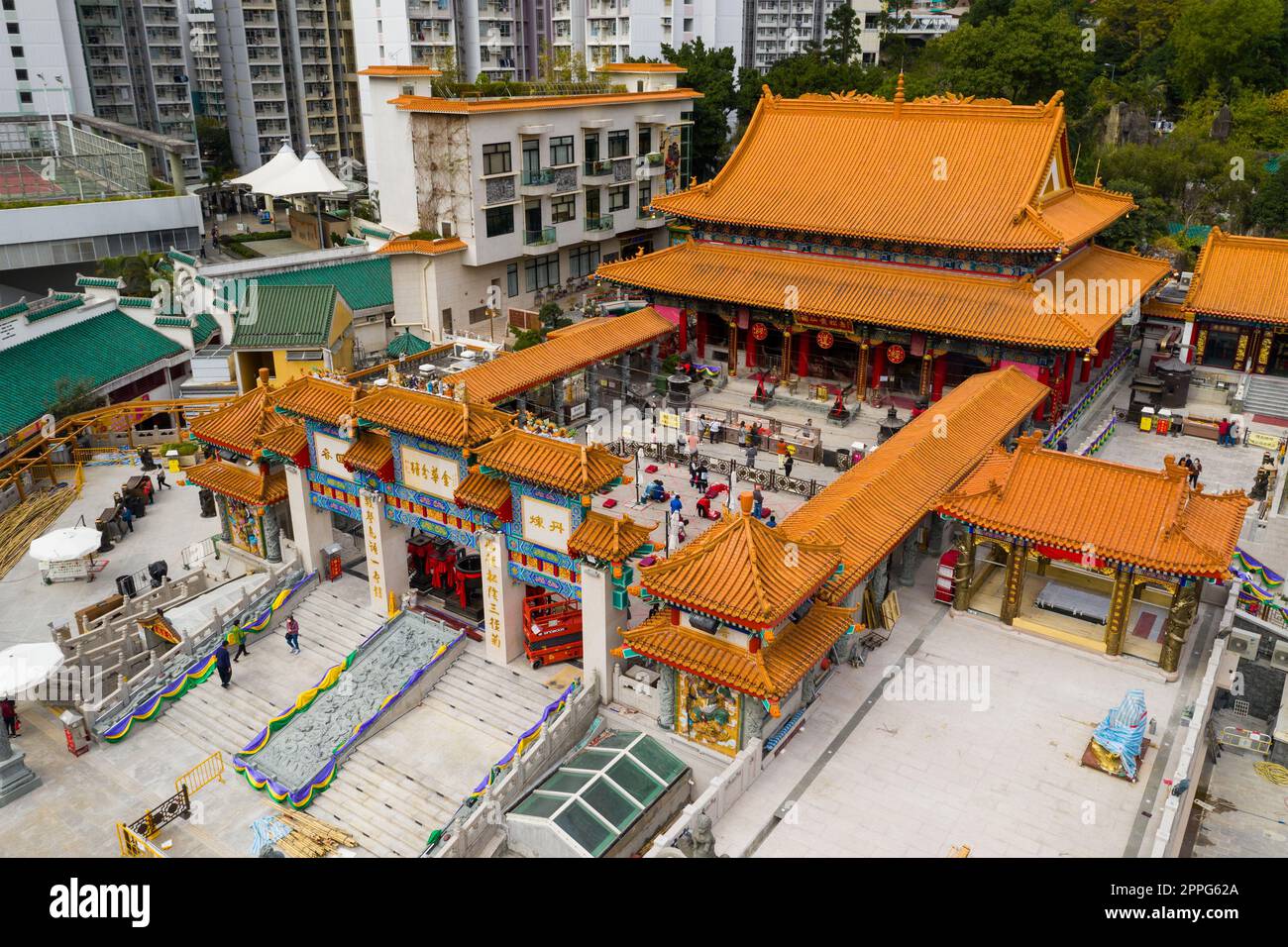 Wong Tai Sin, Hongkong 22. Januar 2021: Hong Kong City, Wong Tai Sin Tempel Stockfoto