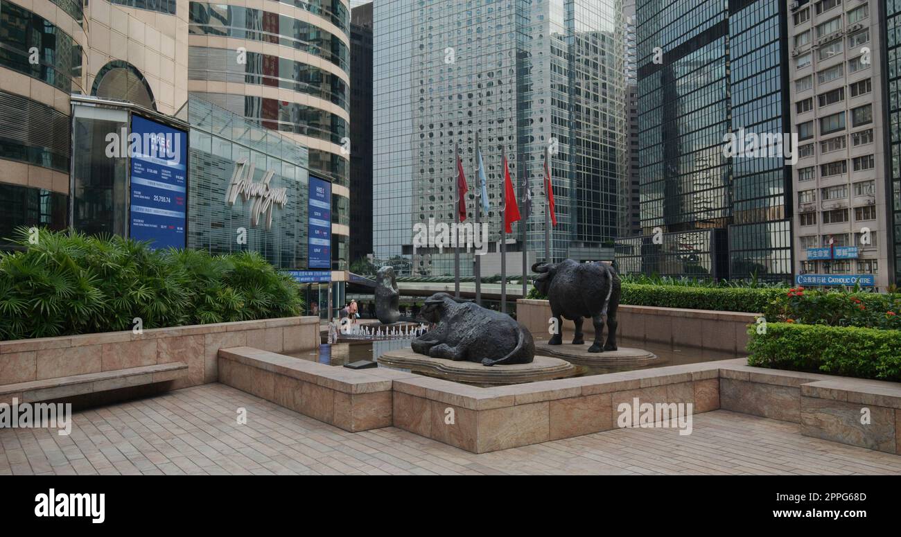 Central, Hongkong 17. September 2021: Geschäftsviertel von Hongkong Stockfoto