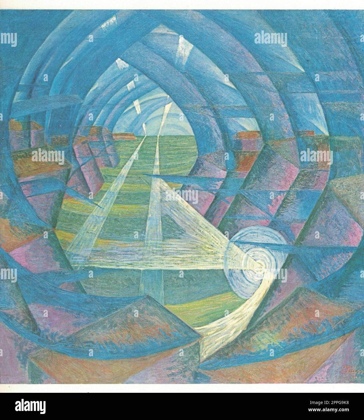 Gemälde mit dem Titel: Häuser und Licht, 1912. Gemälde von Luigi Russolo Stockfoto