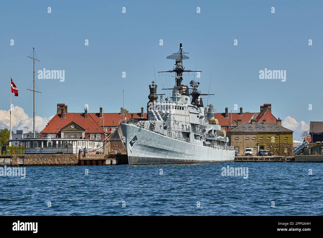 Kopenhagen dockt mit Kriegsschiffen an Stockfoto