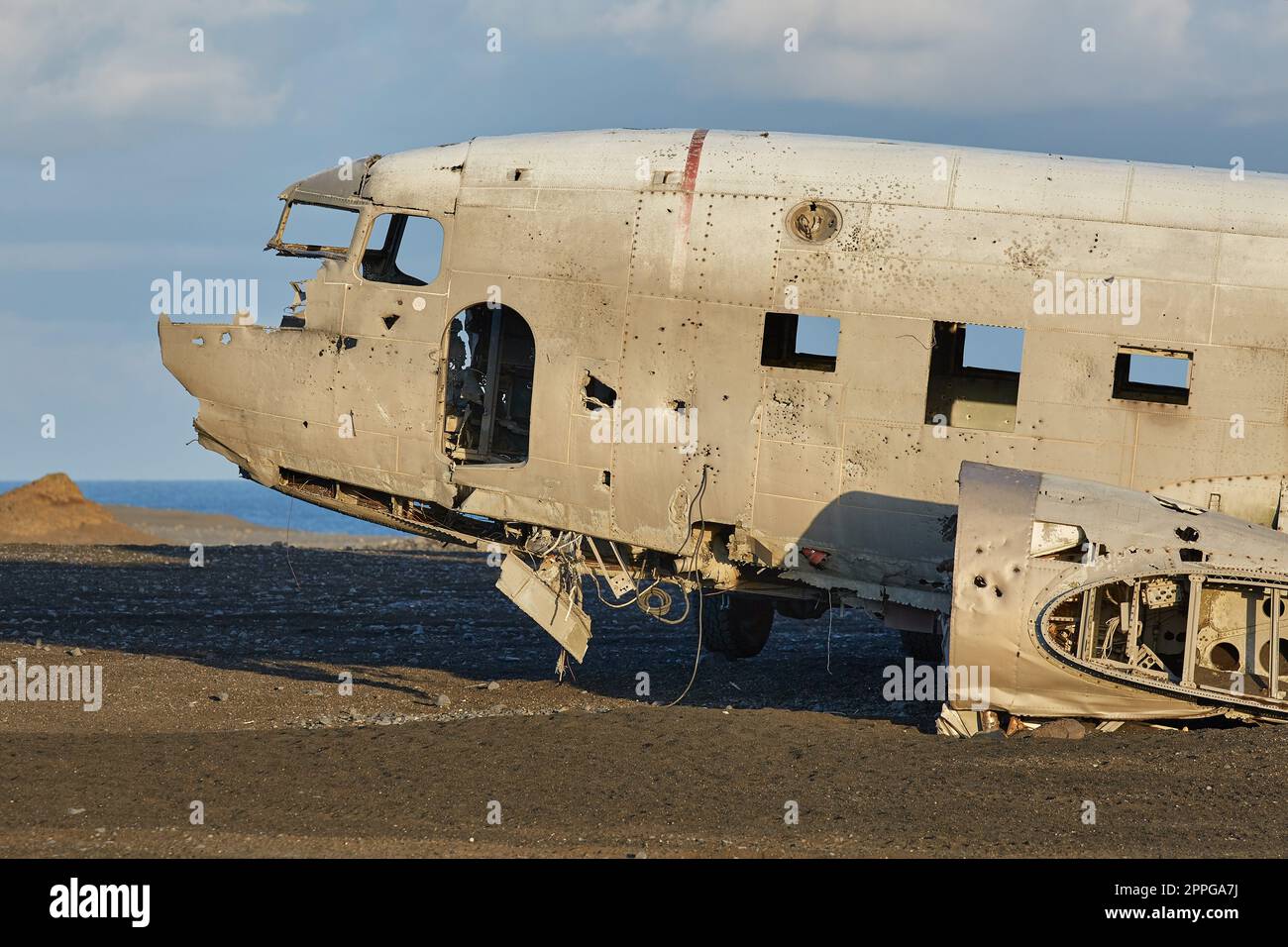 Flugzeugwrack in Island Stockfoto