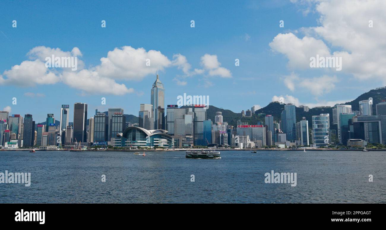 Victoria Harbour, Hongkong 27. Juli 2019: Hafen von Hongkong Stockfoto