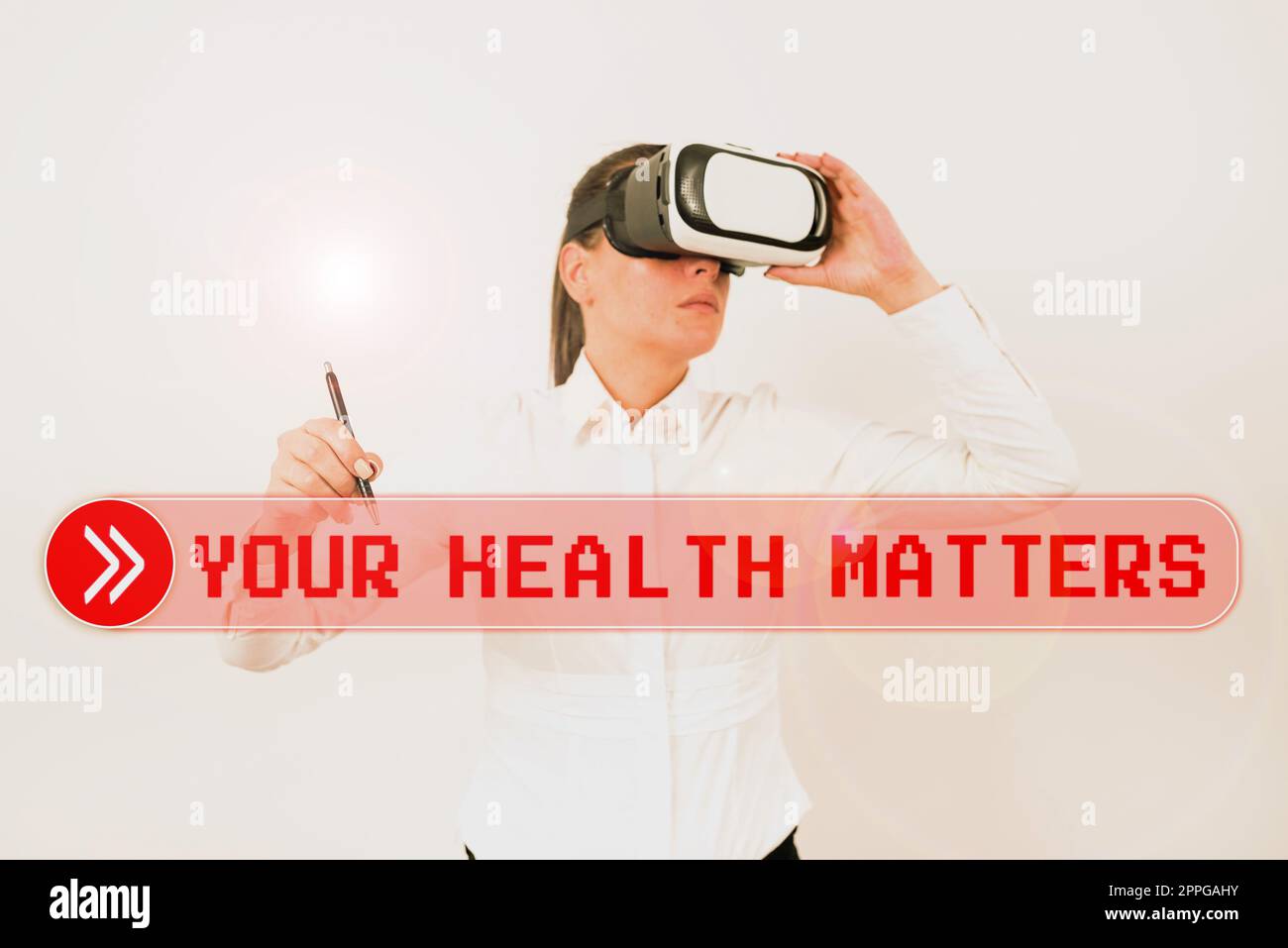 Unterschreiben Sie, um Ihre Gesundheitsfragen anzuzeigen. Geschäftsansatz Physical Wellness ist wichtig Bleiben Sie fit und gesund Stockfoto