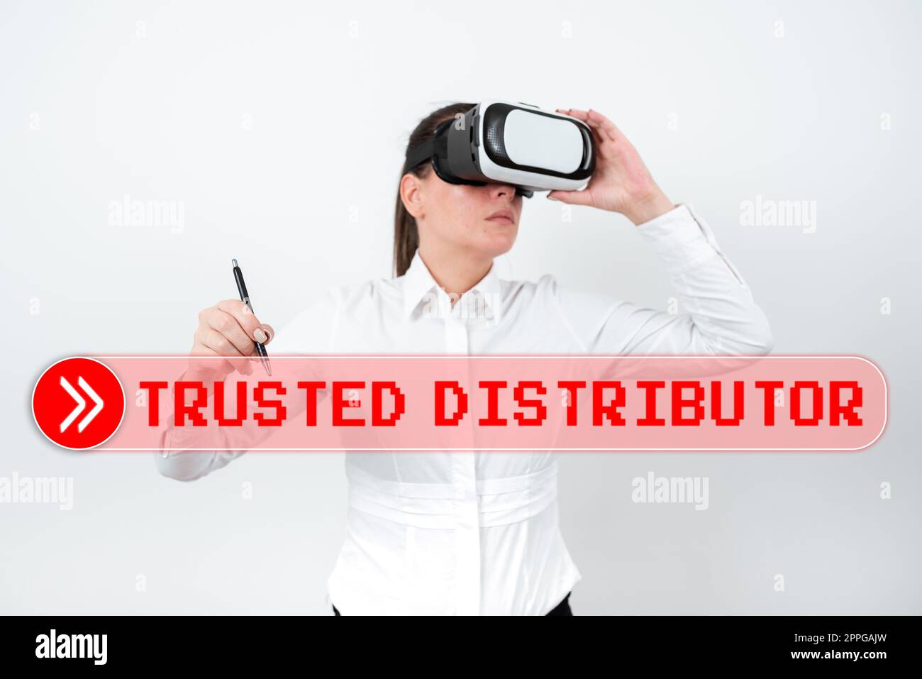 Textschild mit dem Hinweis auf vertrauenswürdigen Distributor. Internet-Konzept Autorisierter Lieferant Glaubwürdiger Großhändler Stockfoto