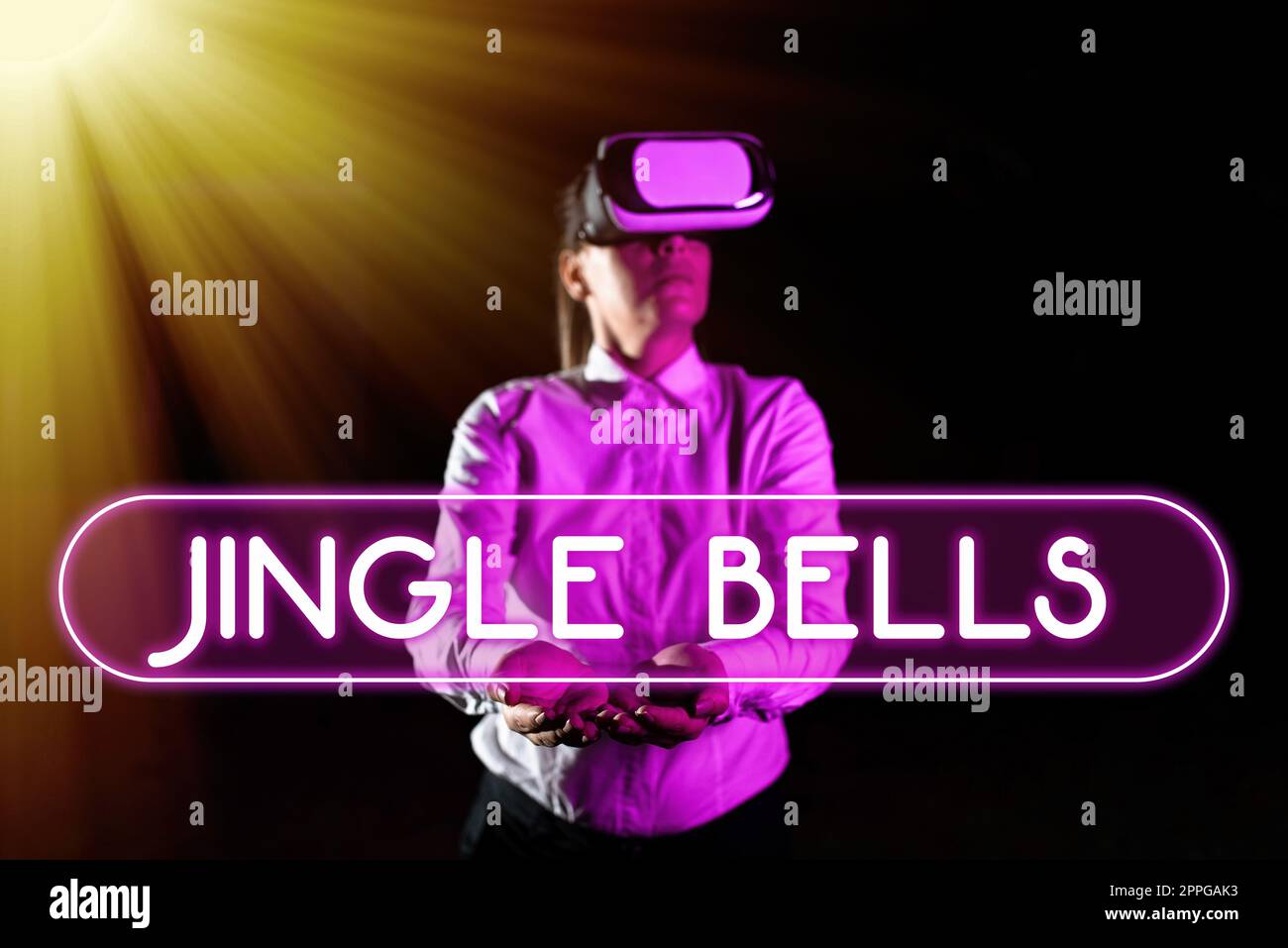 Textunterschrift mit Jingle Bells. Business-Konzept berühmteste traditionelle Weihnachtslied auf der ganzen Welt Stockfoto