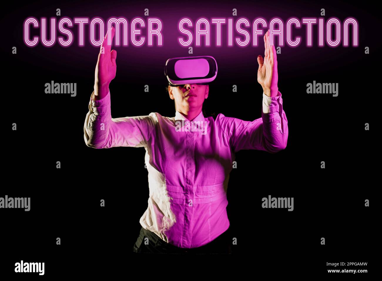 Schild zur Anzeige der Kundenzufriedenheit. Wort geschrieben über Mehr als die Erwartungen des Verbrauchers erfüllt über die Dienstleistungen Stockfoto