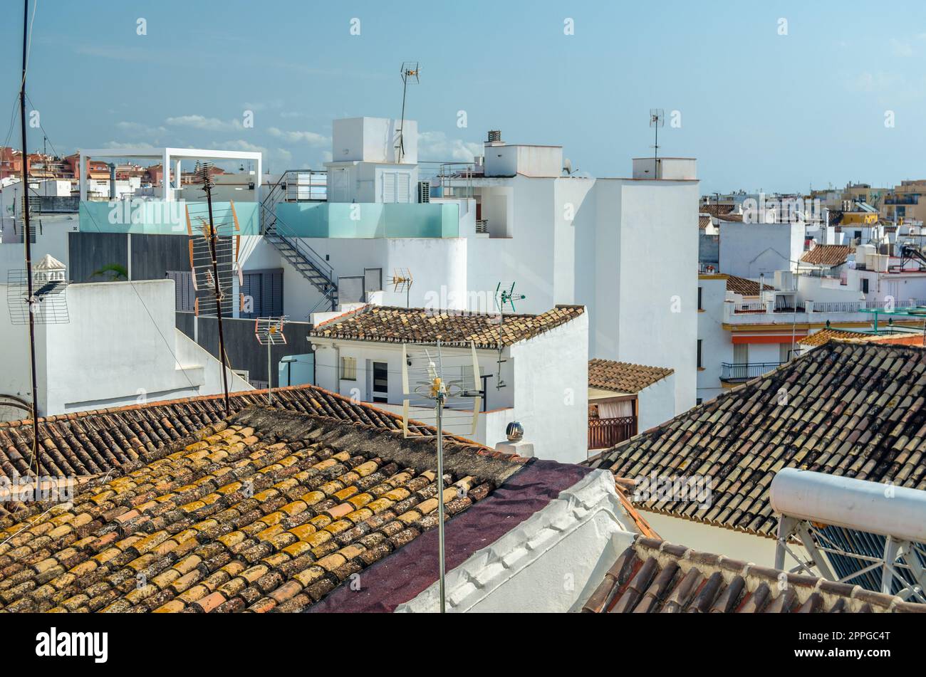 Architektur in der Altstadt von Estepona, Südspanien Stockfoto