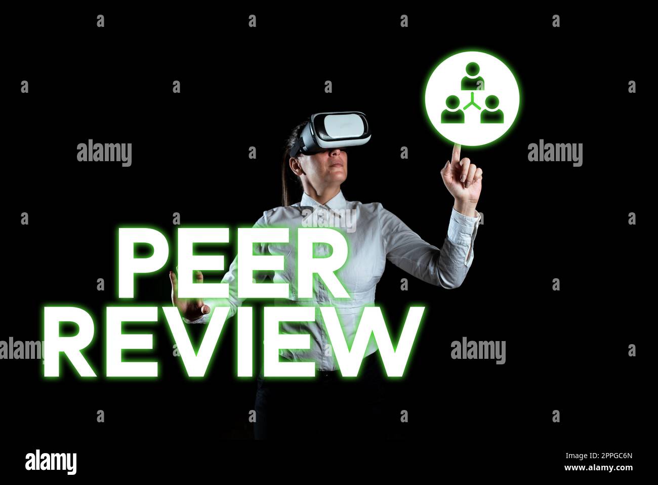 Text mit Inspiration Peer Review. Geschäftsüberblick, um friedlich zufrieden mit Dingen zu sein, die Sie getan und erreicht haben Stockfoto