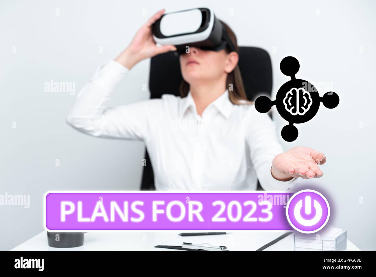 Konzeptionelle Darstellungspläne für 2023. Geschäftsidee eine Absicht oder Entscheidung darüber, was man tun wird Stockfoto