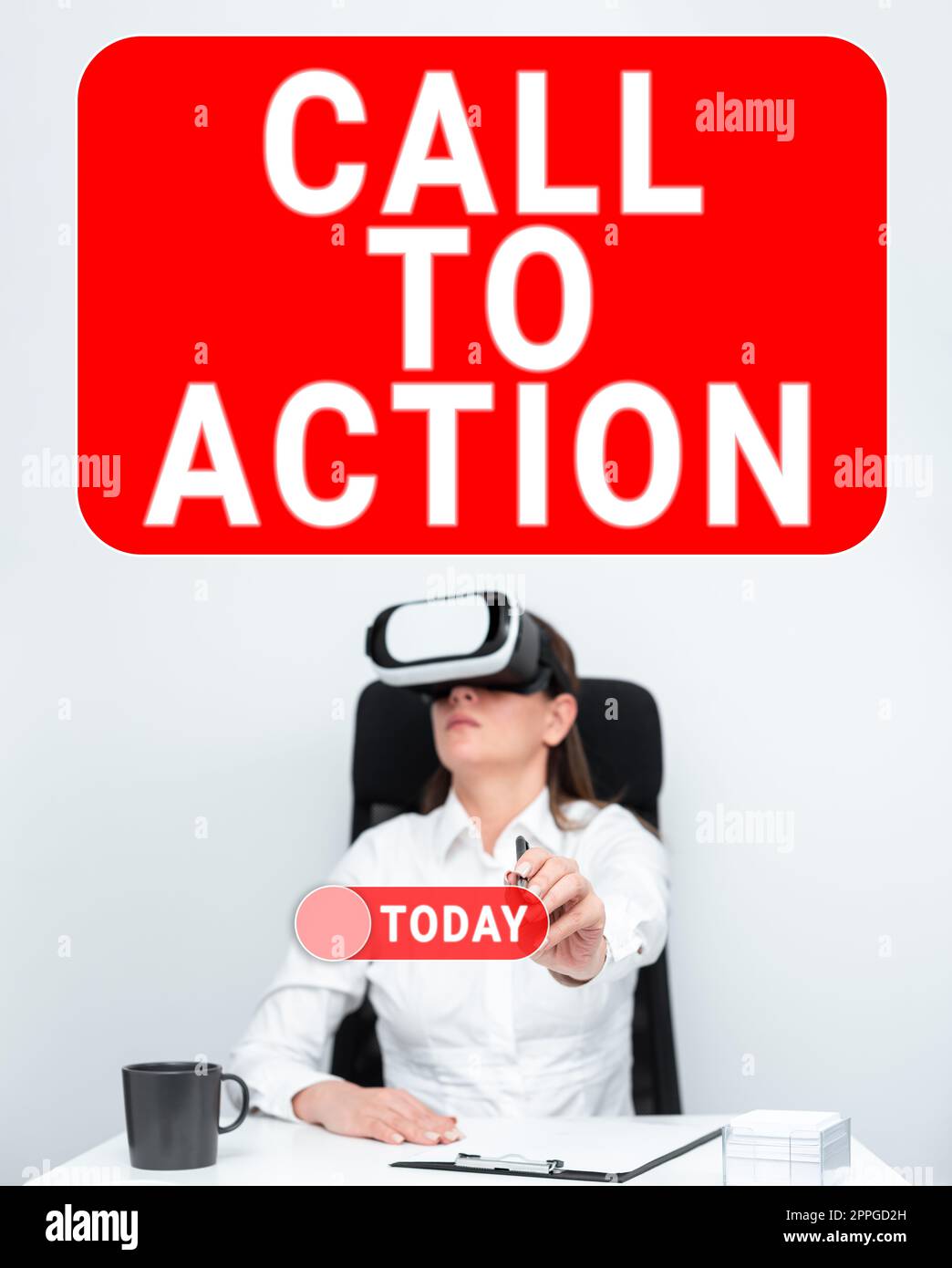 Schild mit Anzeige des Call-to-Action. Konzeptionelles Foto fördert den Entscheidungs-Schritt, um eine erfolgreiche Strategie voranzutreiben Stockfoto