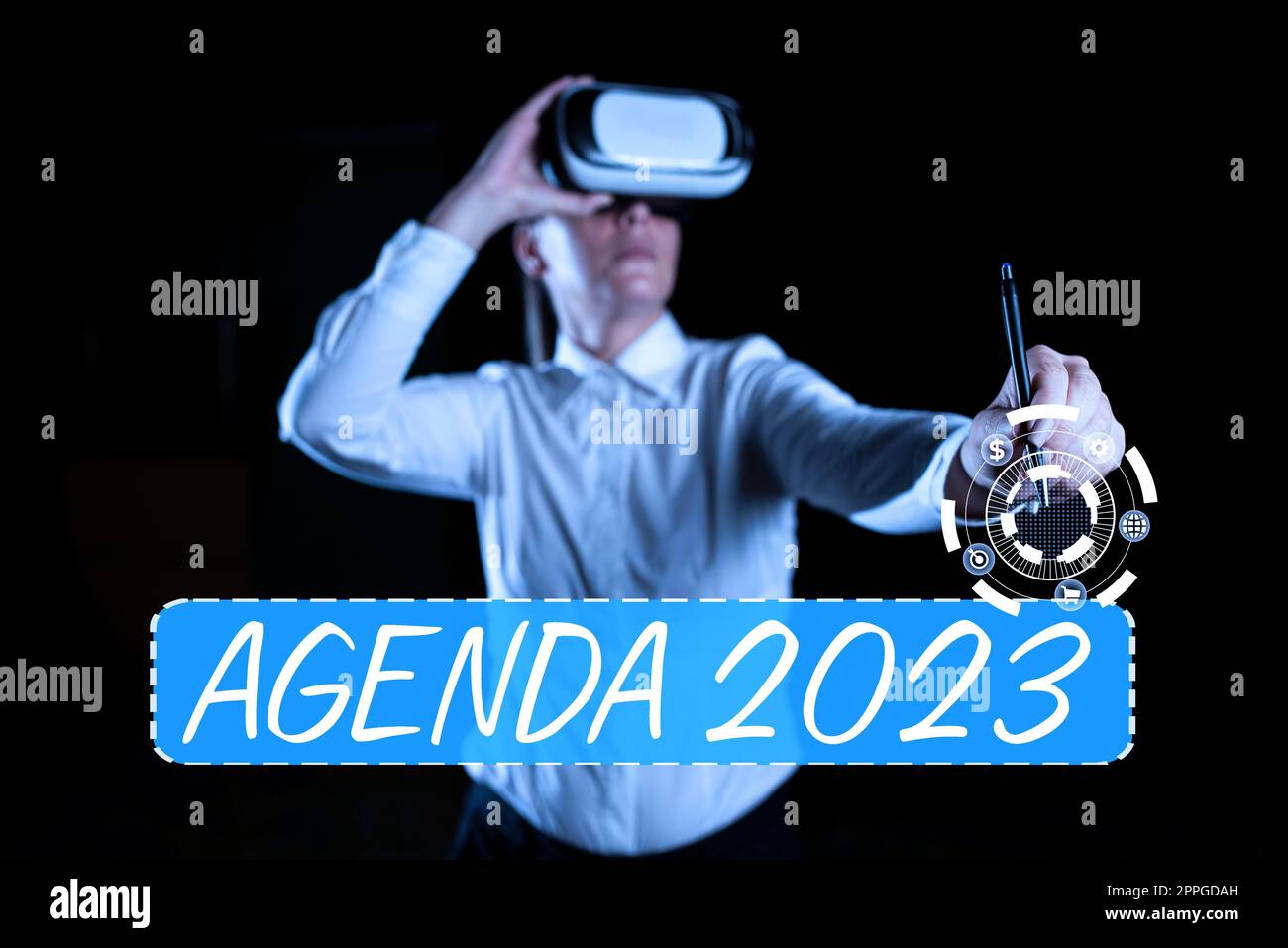 Text mit Inspiration Agenda 2023. Geschäftskonzept Liste der Aktivitäten, in der sie aufgenommen werden sollen Stockfoto