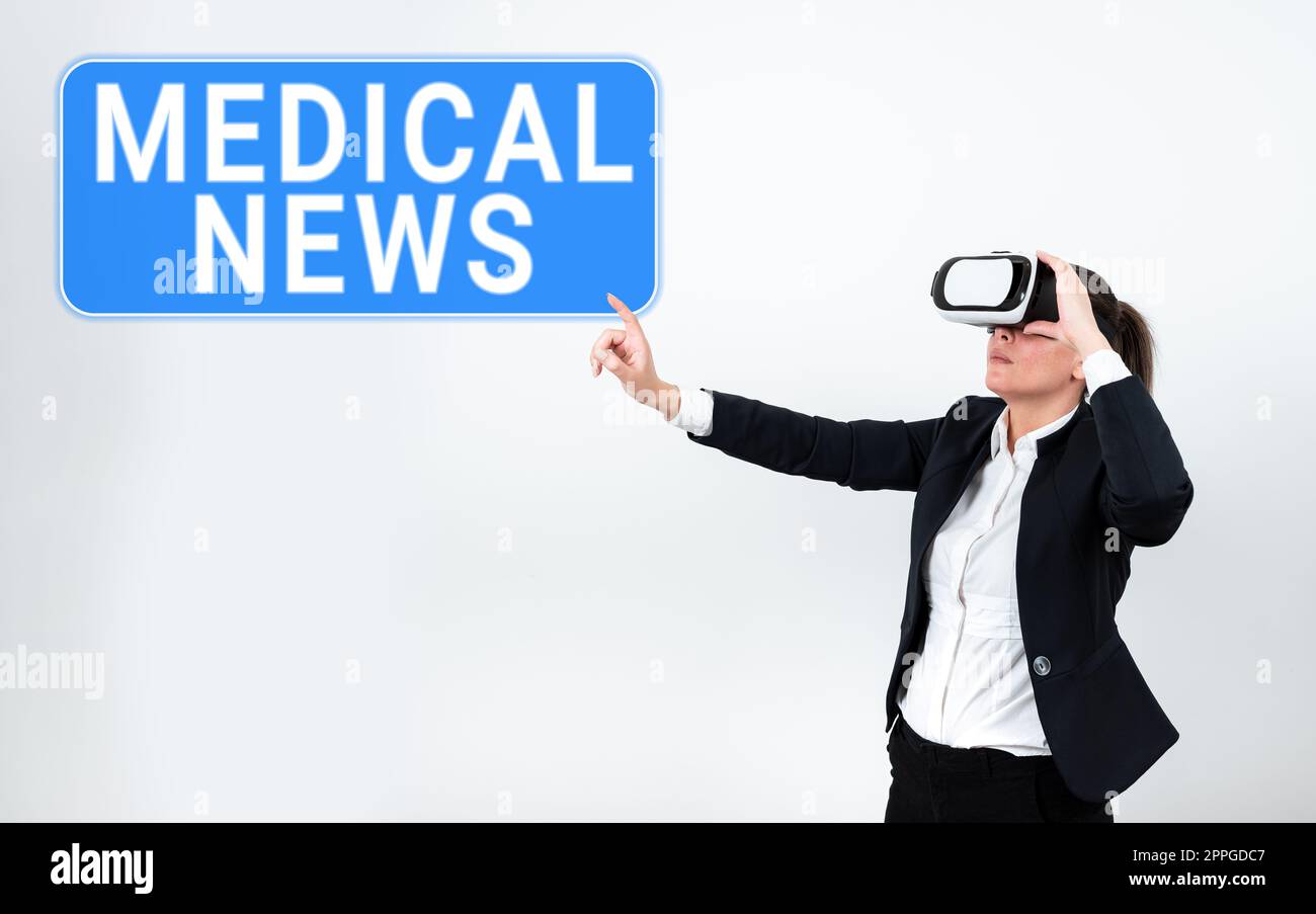Konzeptionelle Darstellung Medical News. Wort auf Bericht oder bemerkenswerte Informationen über medizinischen Durchbruch geschrieben Stockfoto