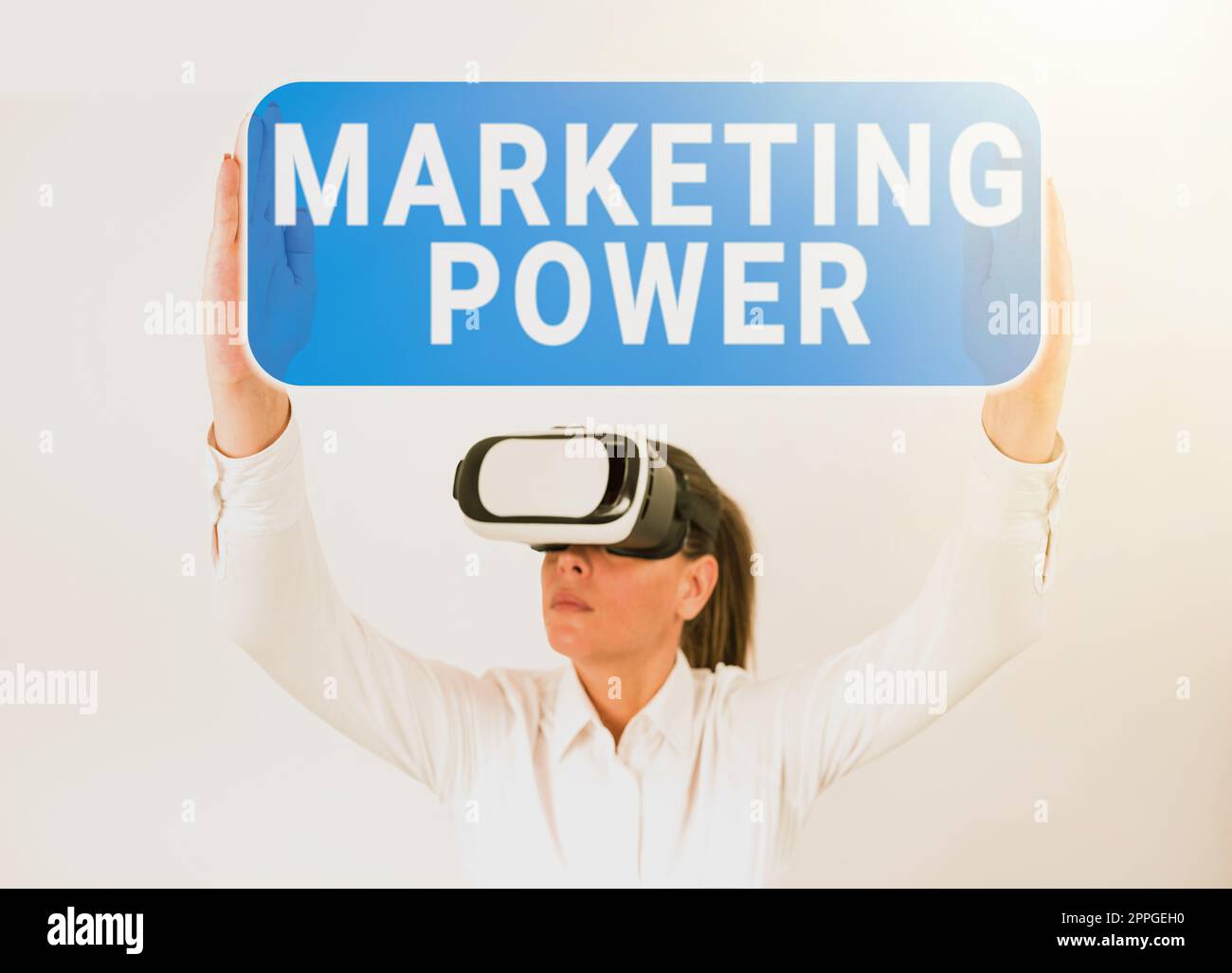 Handschrift Text Marketing Power. Ein Wort für die Fähigkeit eines Unternehmens, den Marktpreis gewinnbringend zu erhöhen Stockfoto