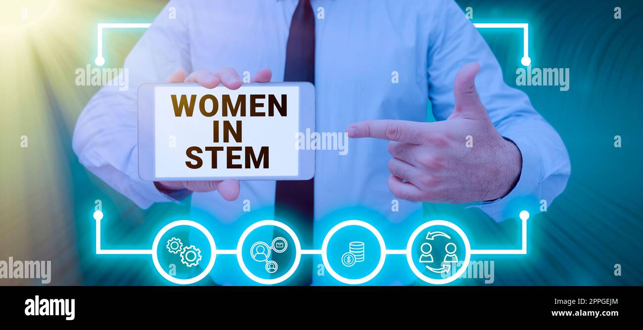 Begriffliche Bildunterschrift Frauen im Stem. Geschäftsidee Wissenschaft Technik Technik Technik Mathematik Wissenschaft Forschung Stockfoto