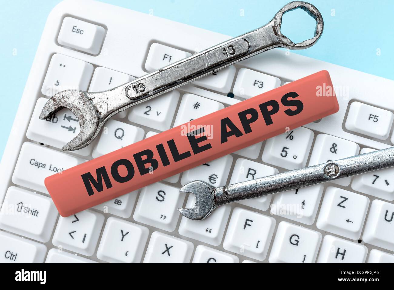 Textunterschrift mit Darstellung mobiler Apps. Überblick über das Unternehmen kleine Programme können auf Smartphones wie App Store oder App Store -49039 verwendet werden Stockfoto