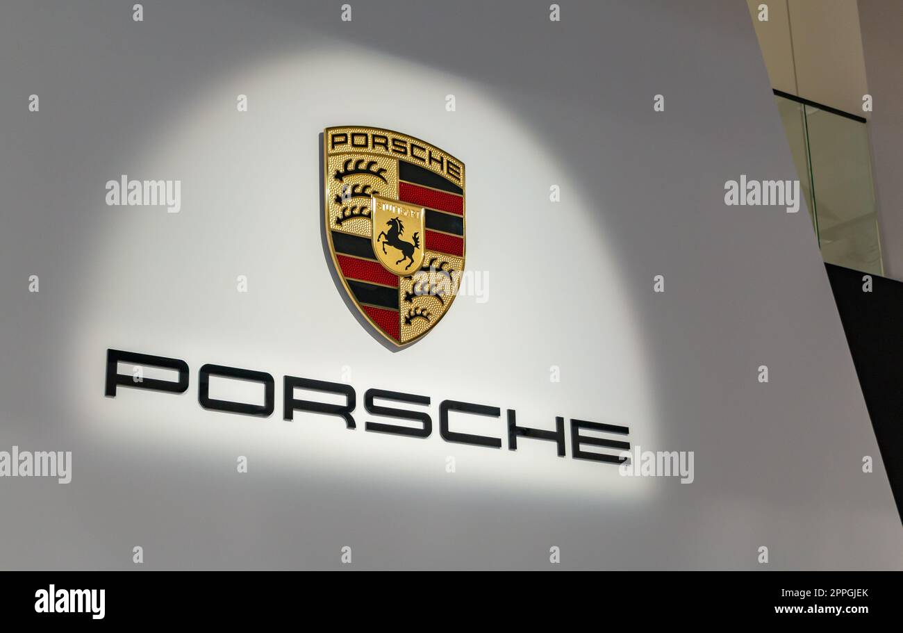 Porsche Schriftzug Stockfoto