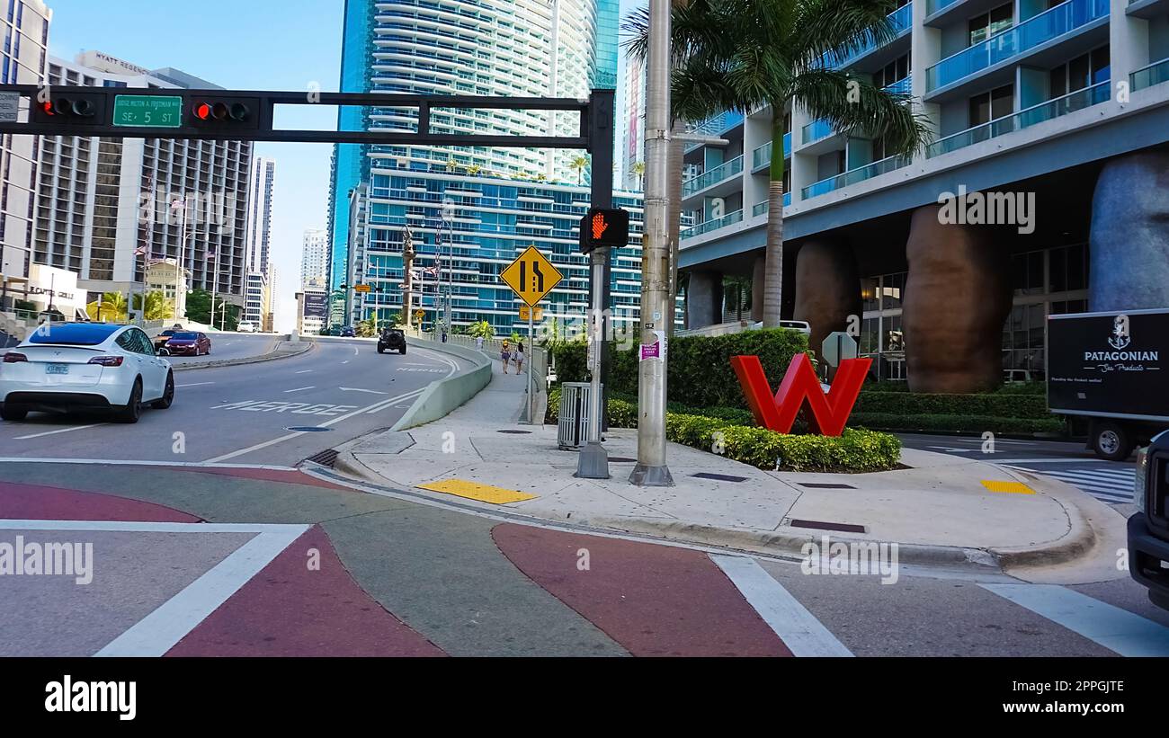 Skyline-Stadtbild in der Nähe der Brickell Avenue Stockfoto